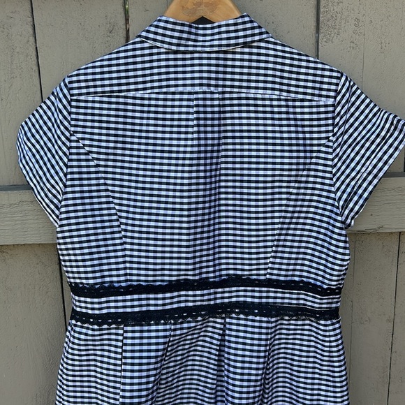 Adrianna Papell Gingham Taffeta Shirt Dress Size 14 Beetlejuice Rockabilly Pi… - Picture 5 of 5